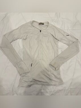 Athleta Speedlight Quarter Zip Pullover White Long Sleeve Thumbholes Size XXS